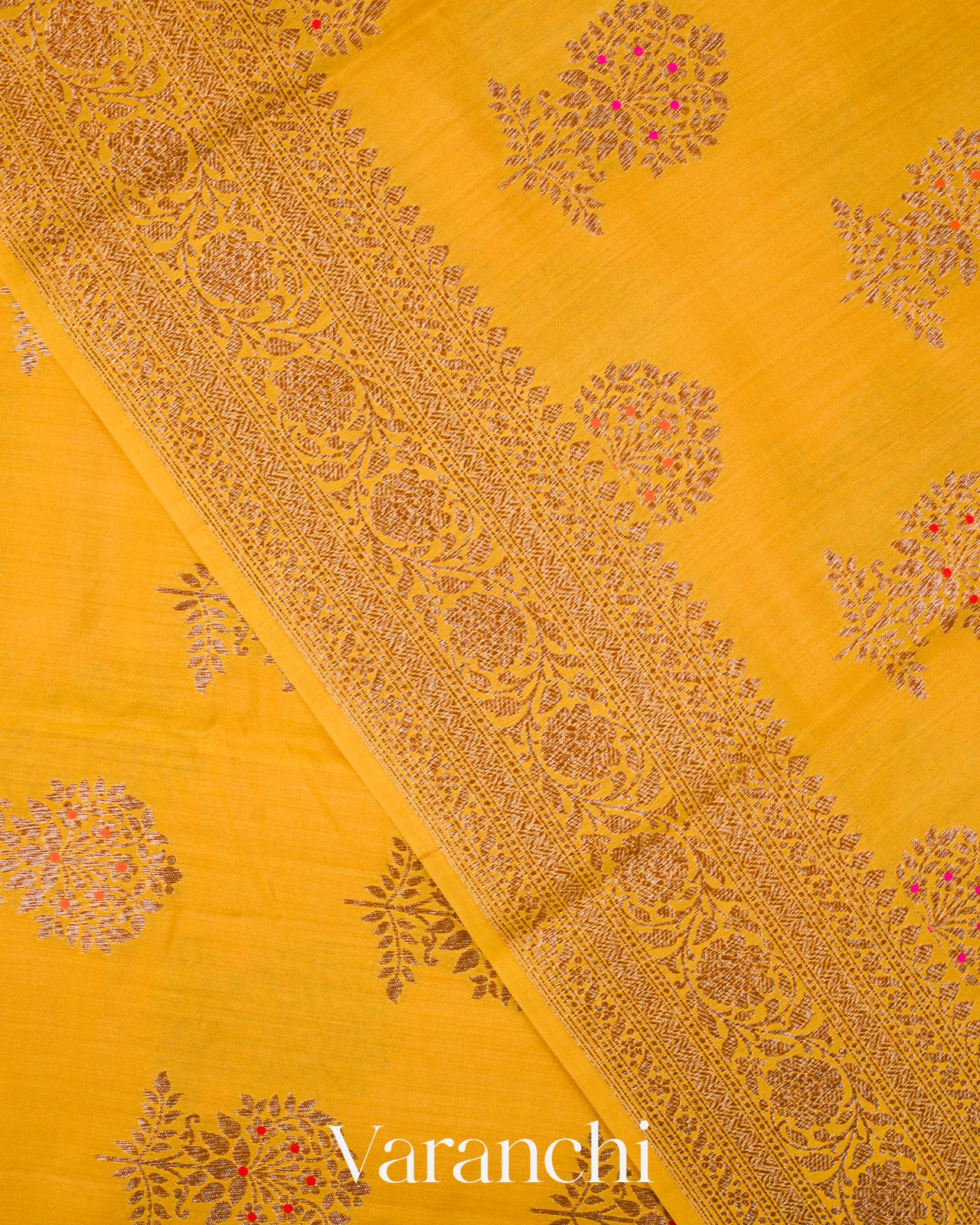 Yellow Pure Chiniya Silk Handloom Saree