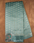 Teal Blue Pure Chiniya Silk Saree  