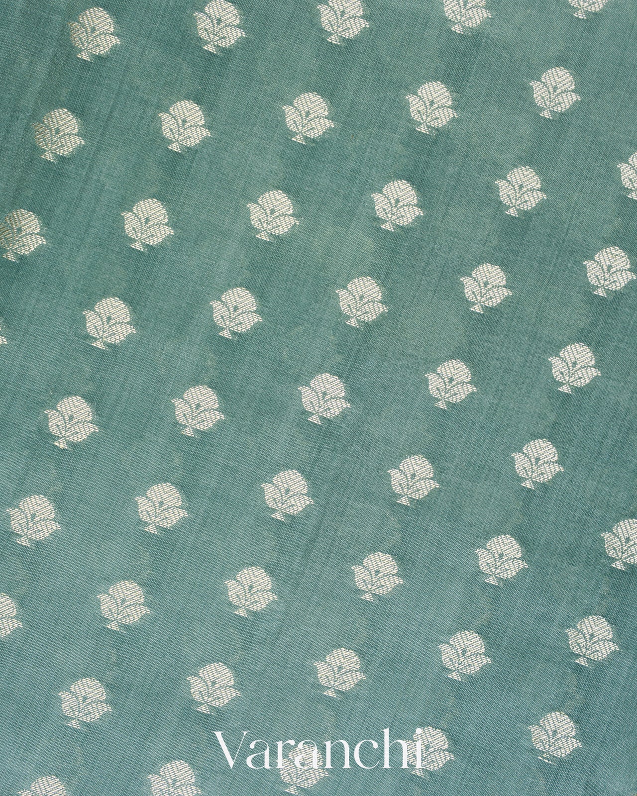 Teal Blue Pure Chiniya Silk Saree  