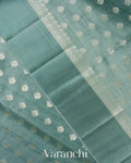 Teal Blue Pure Chiniya Silk Saree  