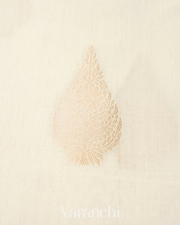 Ivory Cream Pure Chiniya Silk Handloom Saree 