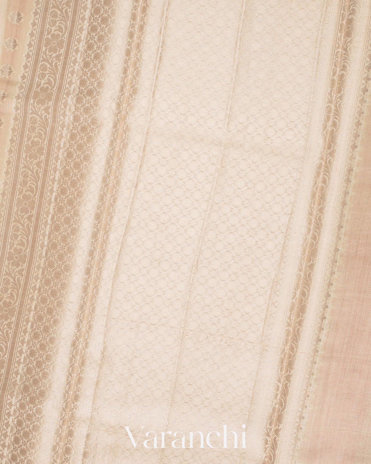 Warm Off-White Pure Chiniya Silk Saree 