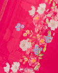 Rani Pink Digital Printed Pure Chiniya Silk Saree