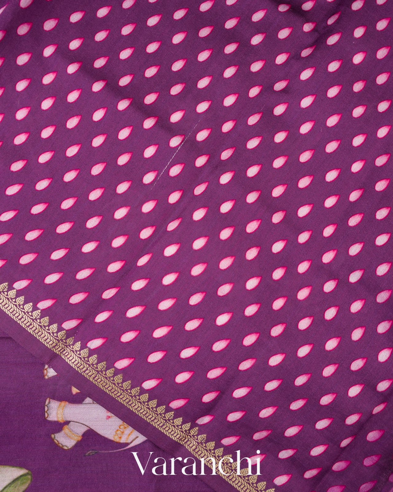 Purple Digital Printed Pure Chiniya Silk Saree