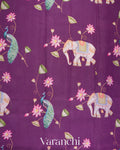 Purple Digital Printed Pure Chiniya Silk Saree