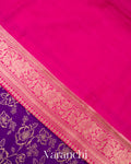 Purple Floral Brocade Pure Chiniya Silk Saree 