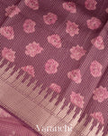 Eggplant Purple Floral Printed Pure Chiniya Silk Saree