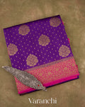 Deep Purple Pure Chiniya Silk Handloom Saree