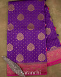 Deep Purple Pure Chiniya Silk Handloom Saree
