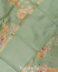 Sea Green Digital Printed Pure Chiniya Silk Saree
