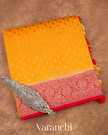 Turmeric Yellow Pure Chiniya Silk Saree