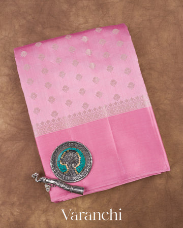 Baby Pink Pure Chiniya Silk Saree