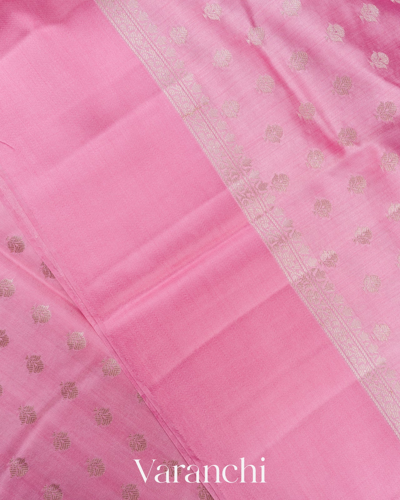 Baby Pink Pure Chiniya Silk Saree