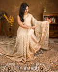Warm Beige Digital Printed Pure Chiniya Silk Saree
