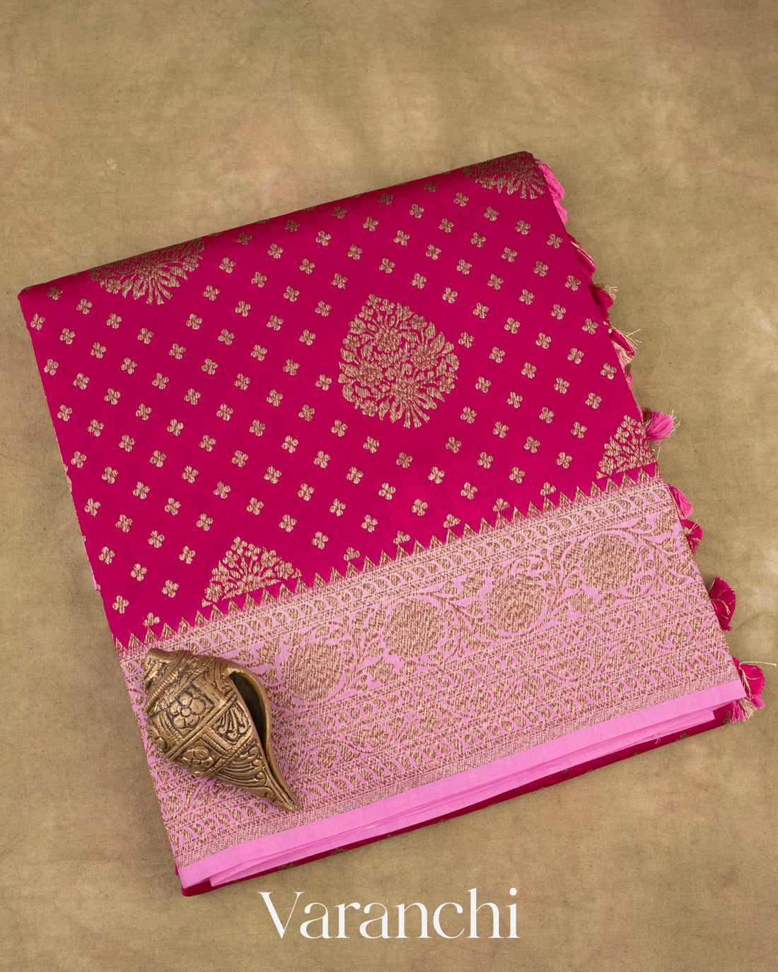 Dark Pink Pure Chiniya Silk Handloom Saree