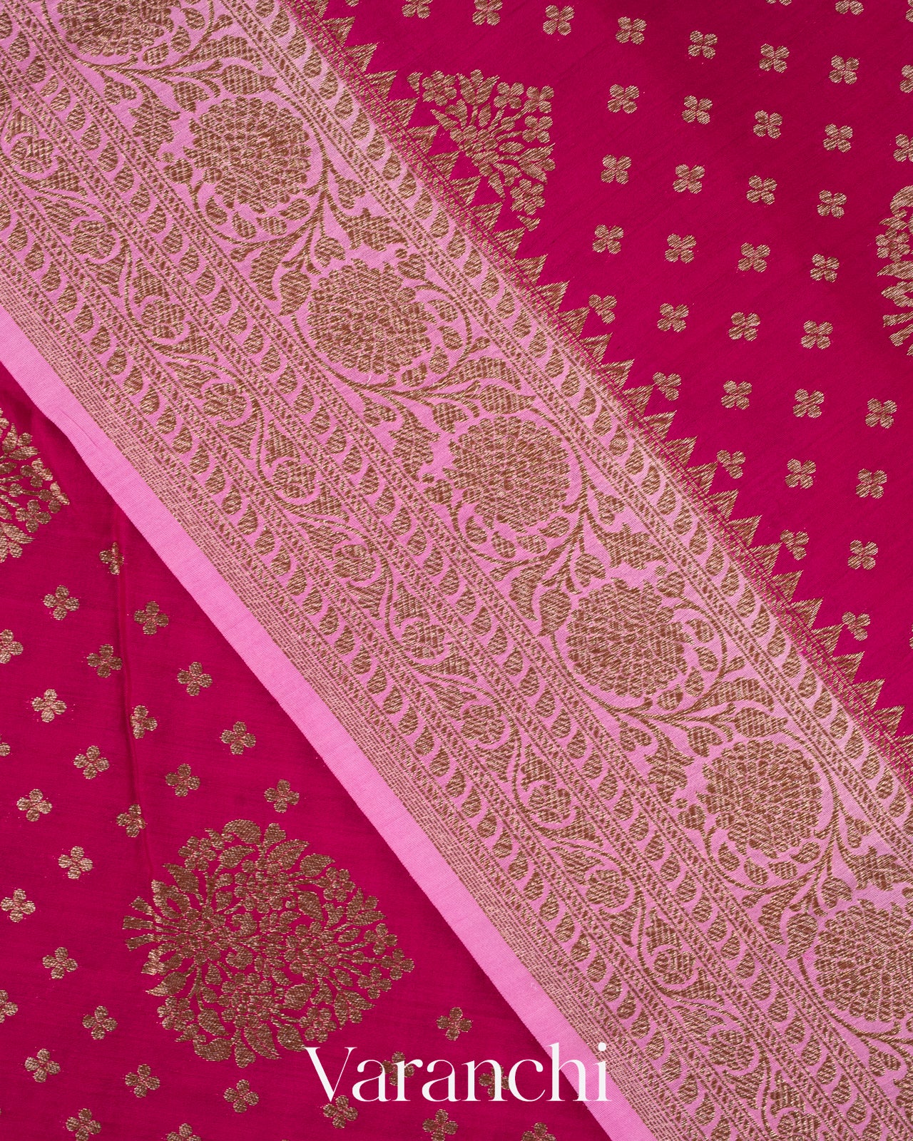 Dark Pink Pure Chiniya Silk Handloom Saree