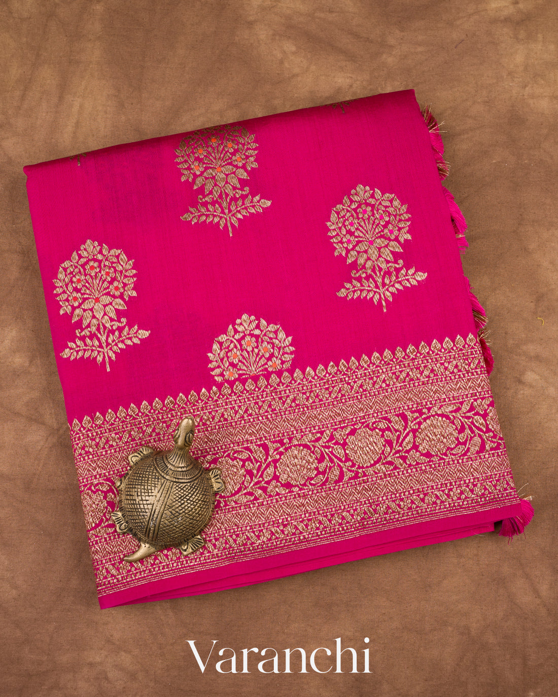 Bright Rani Pink Pure Chiniya Silk Handloom Saree