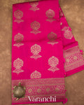 Bright Rani Pink Pure Chiniya Silk Handloom Saree