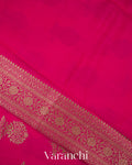 Bright Rani Pink Pure Chiniya Silk Handloom Saree
