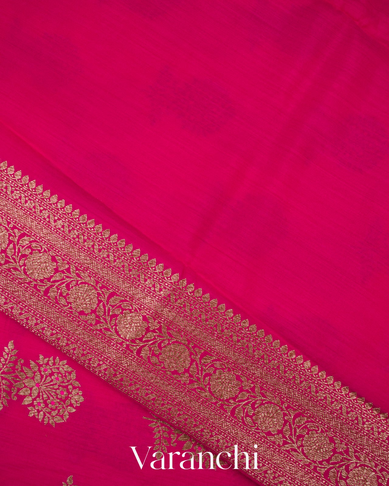 Bright Rani Pink Pure Chiniya Silk Handloom Saree