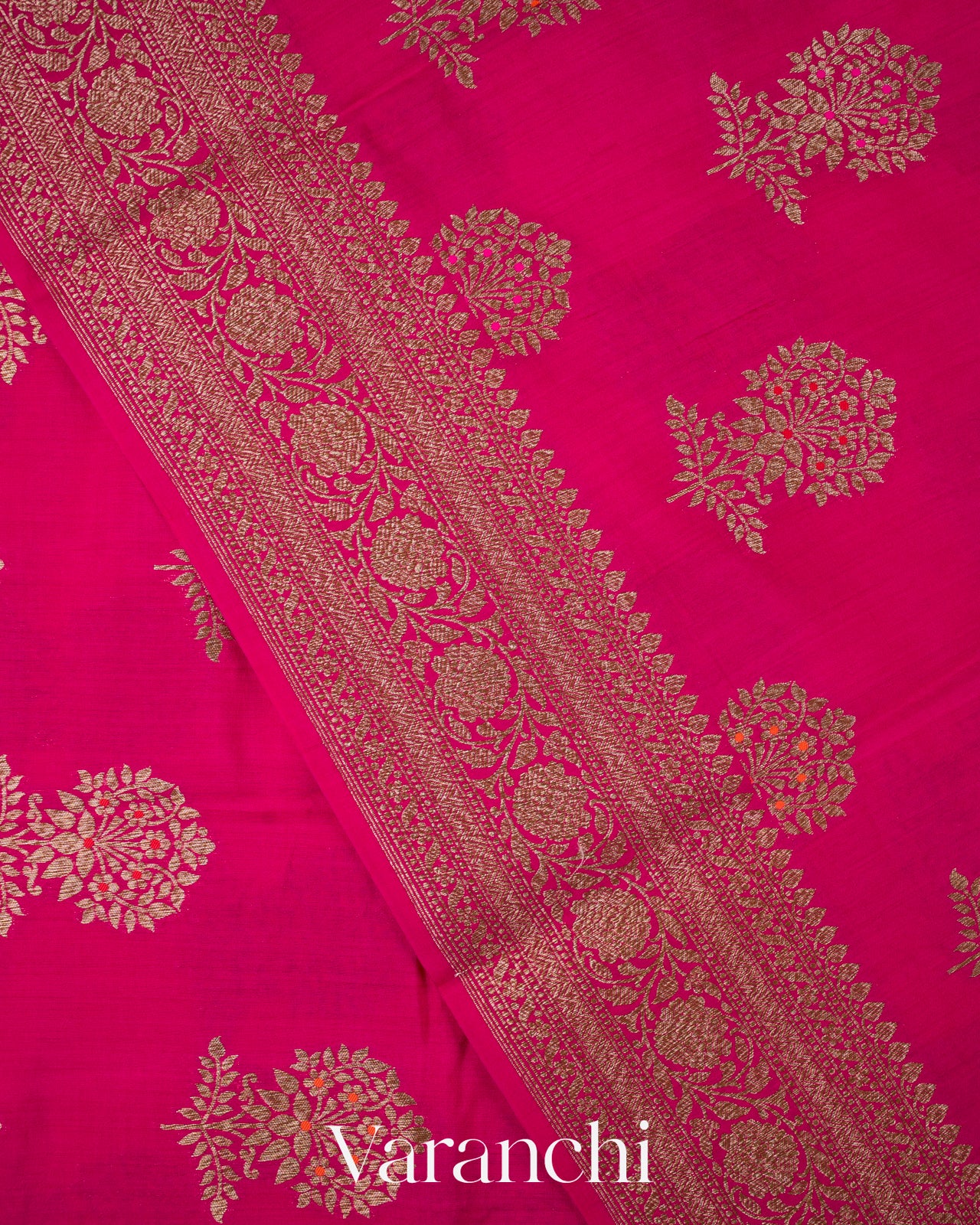 Bright Rani Pink Pure Chiniya Silk Handloom Saree