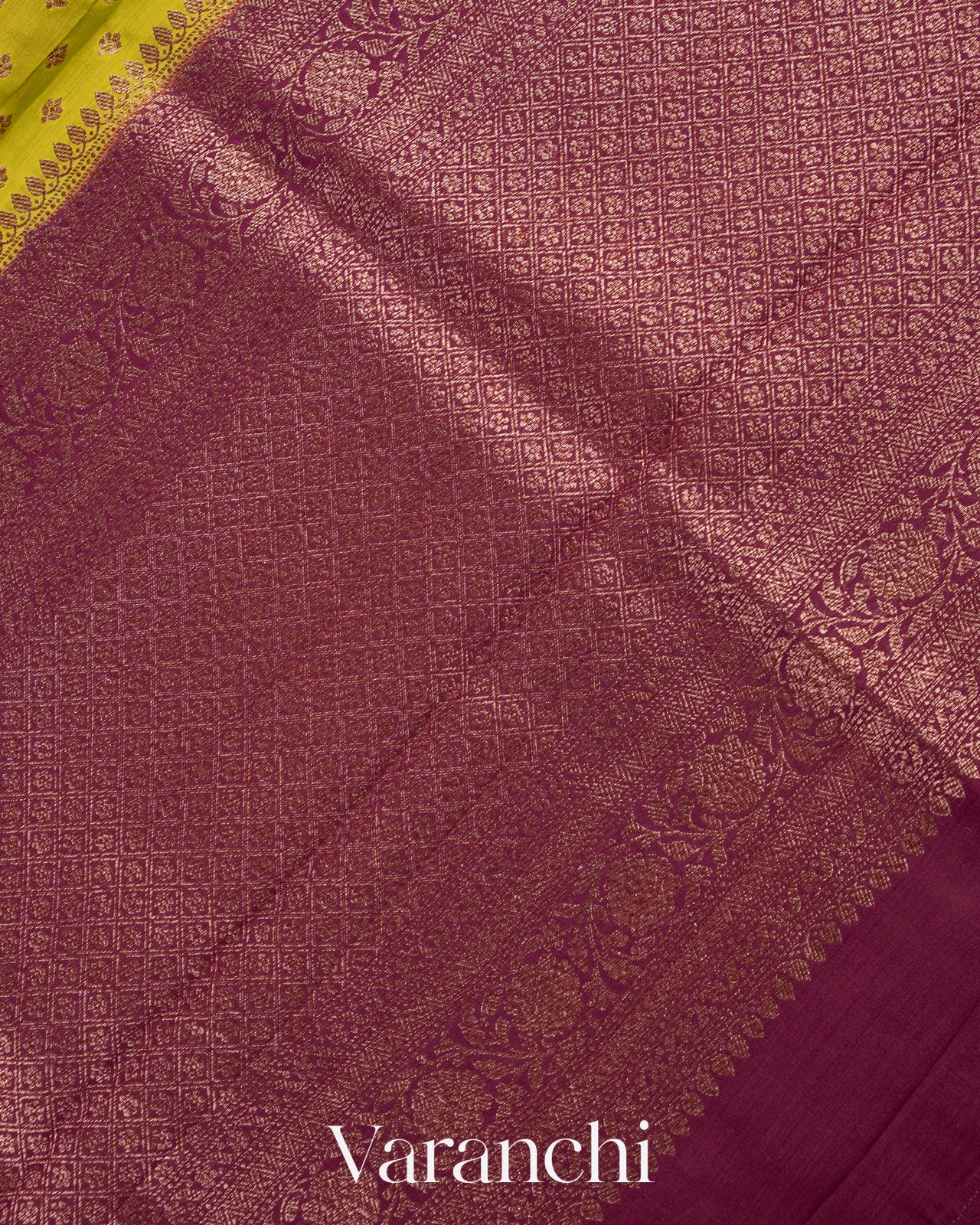 Lemon Green Pure Chiniya Silk Saree