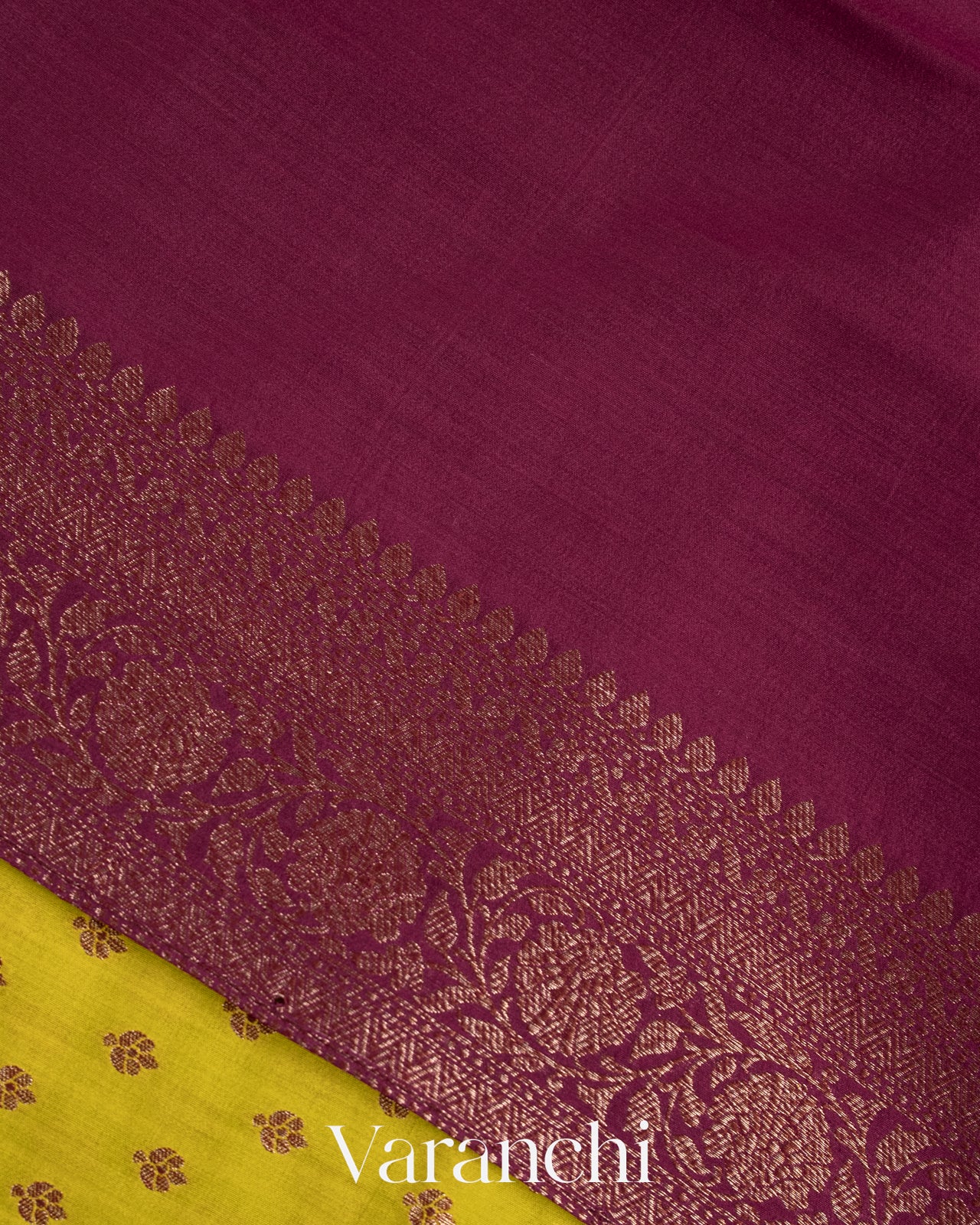 Lemon Green Pure Chiniya Silk Saree