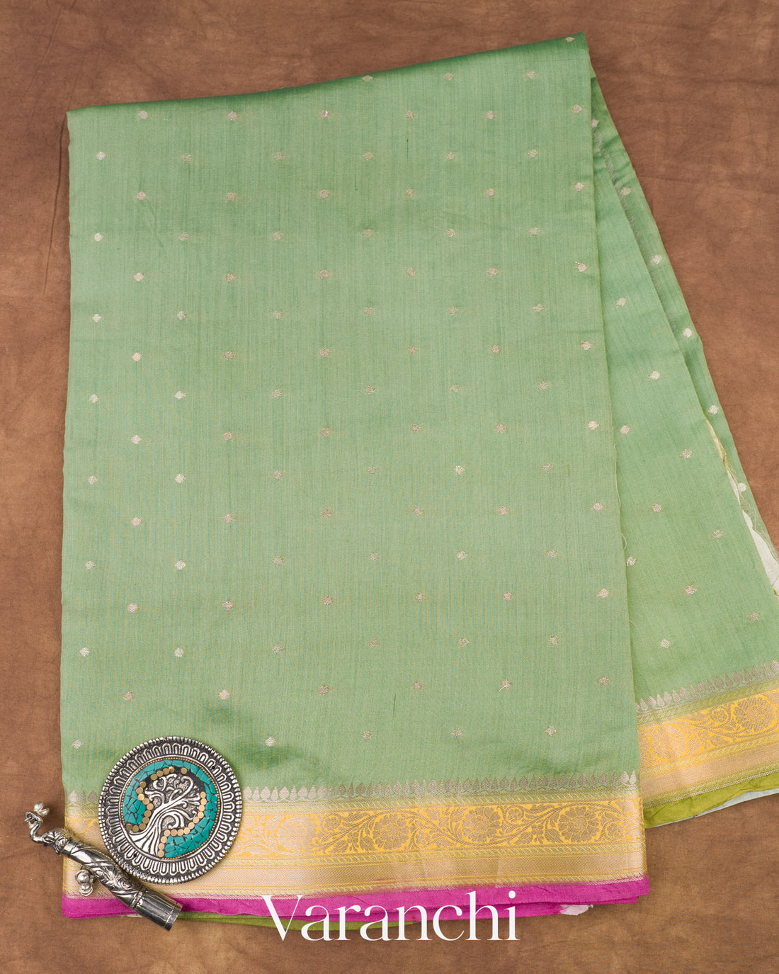 Chiniya Soft Sage  Silk Saree