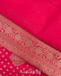 Pinkish-Red Pure Chiniya Silk Handloom Saree