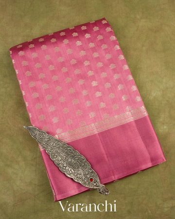 Lotus Pink Pure Chiniya Silk Saree