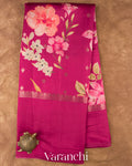 Rani Pink Digital Printed Pure Chiniya Silk Saree