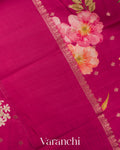 Rani Pink Digital Printed Pure Chiniya Silk Saree