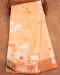 Soft Peach Floral Printed Pure Chiniya Silk Saree