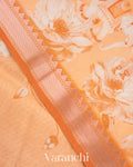 Soft Peach Floral Printed Pure Chiniya Silk Saree