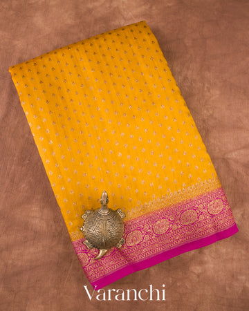 Mustard Gold Pure Chiniya Silk Handloom Saree