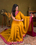 Mustard Gold Pure Chiniya Silk Handloom Saree