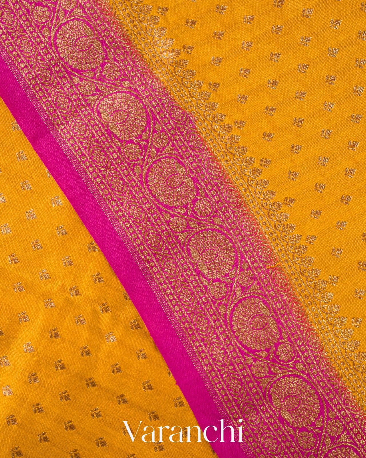 Mustard Gold Pure Chiniya Silk Handloom Saree