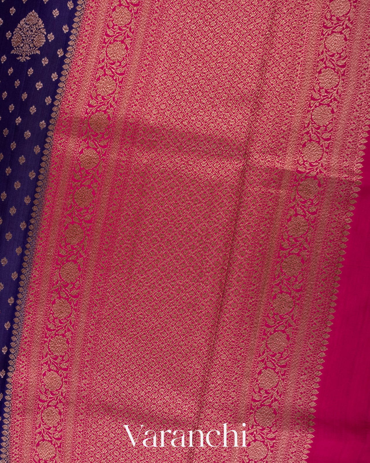 Navy Blue Pure Chiniya Silk Handloom Saree