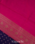 Navy Blue Pure Chiniya Silk Handloom Saree
