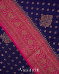 Navy Blue Pure Chiniya Silk Handloom Saree