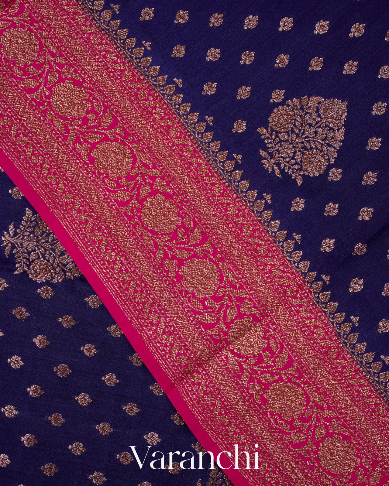 Navy Blue Pure Chiniya Silk Handloom Saree