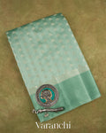 Pale Sage Green Pure Chiniya Silk Saree