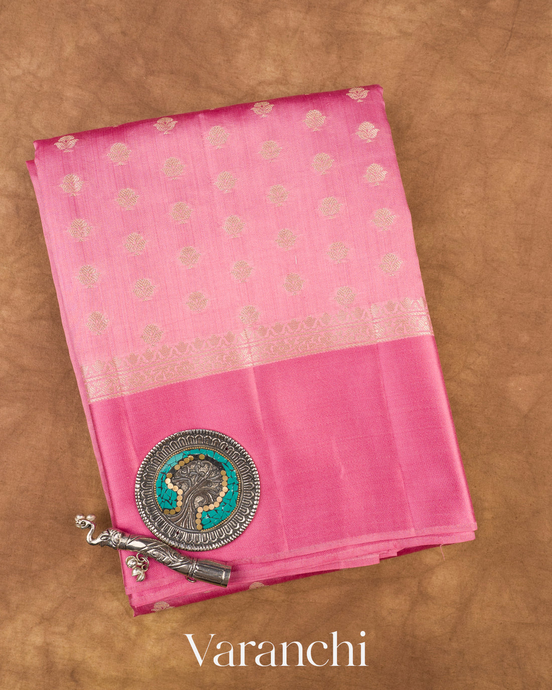 Lotus Pink Pure Chiniya Silk Saree