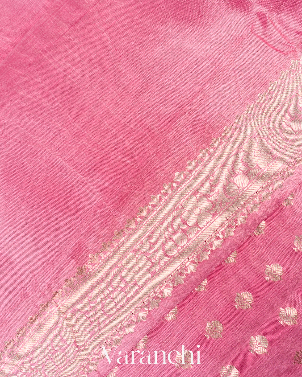 Lotus Pink Pure Chiniya Silk Saree