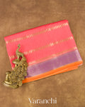 Coral Pink Pure Chiniya Silk Saree