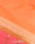 Coral Pink Pure Chiniya Silk Saree