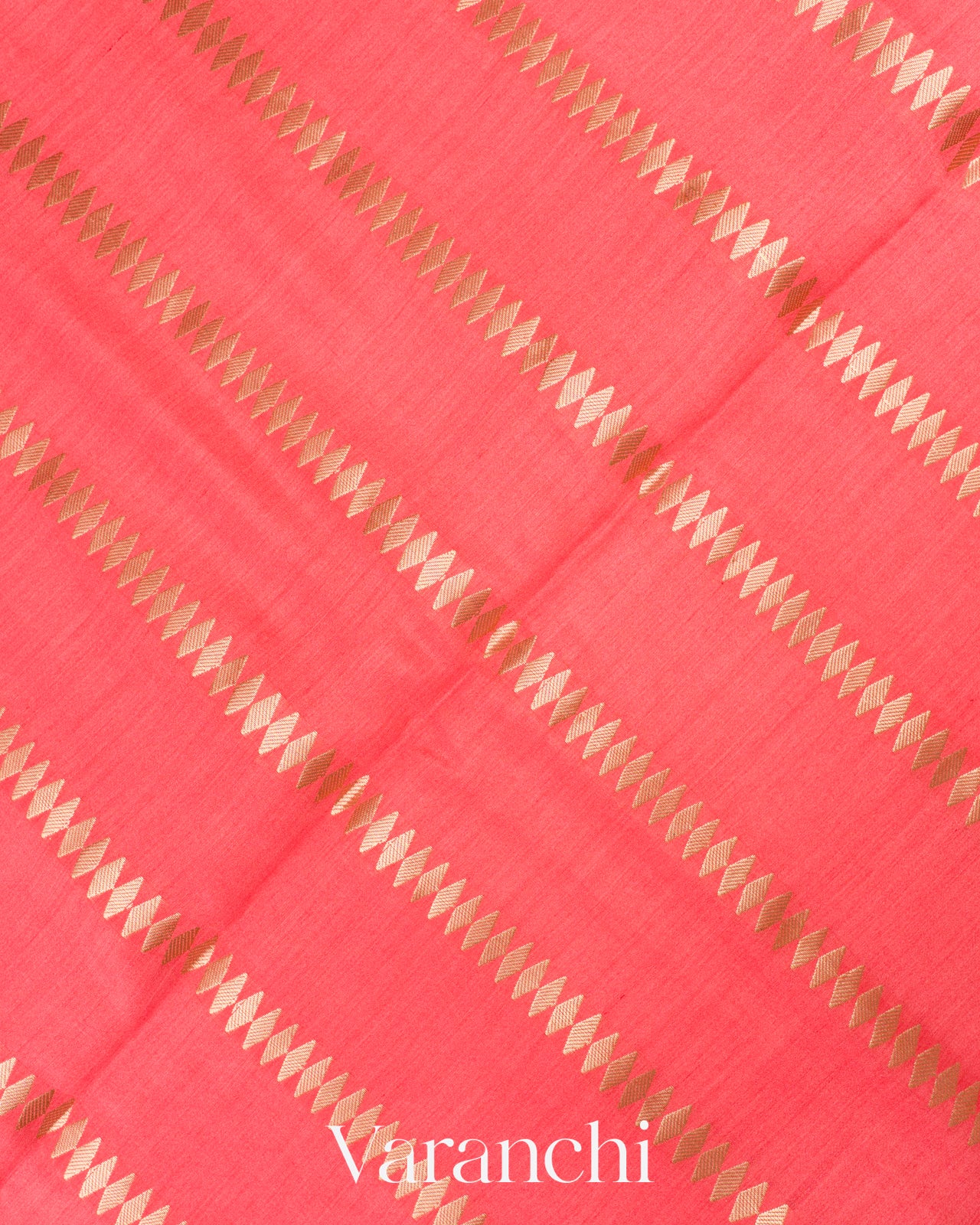 Coral Pink Pure Chiniya Silk Saree