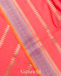 Coral Pink Pure Chiniya Silk Saree