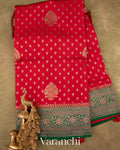 Bright Red Pure Chiniya Silk Handloom Saree