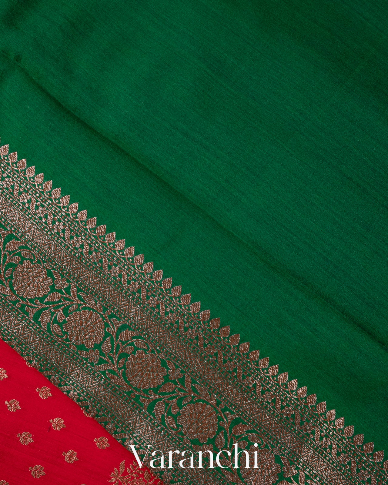 Bright Red Pure Chiniya Silk Handloom Saree